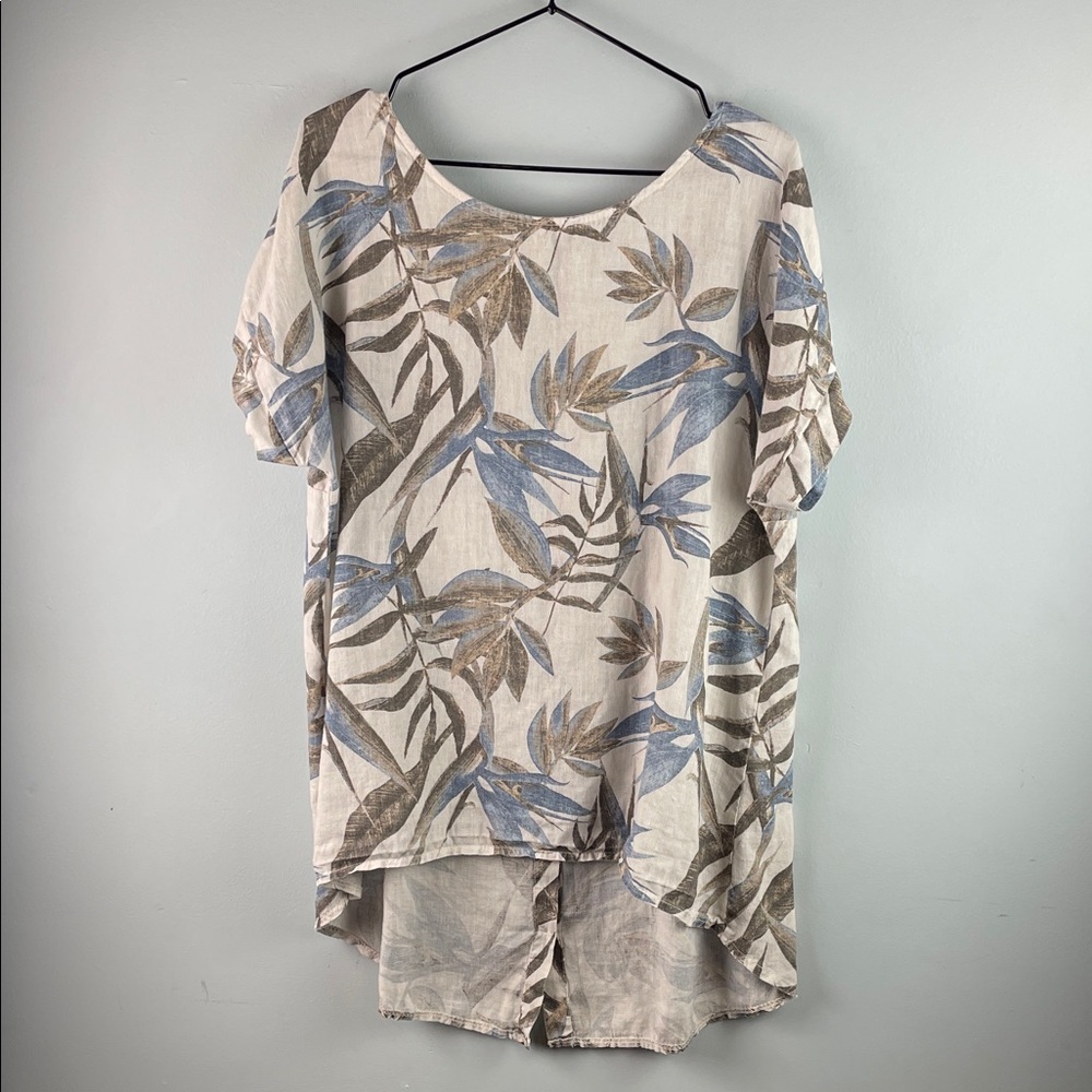 Terzo Millennio Floral Linen Top Size M